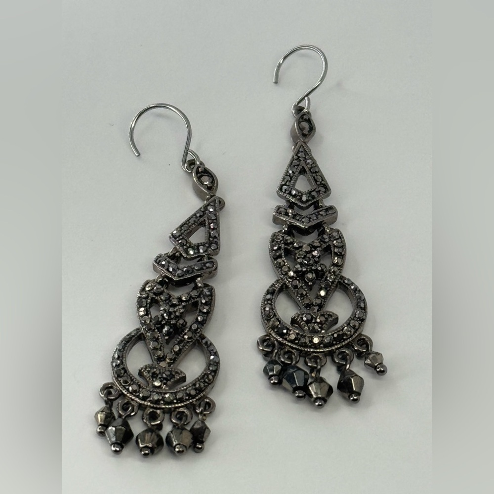 Vtg Monet marcasite chandelier Earrings